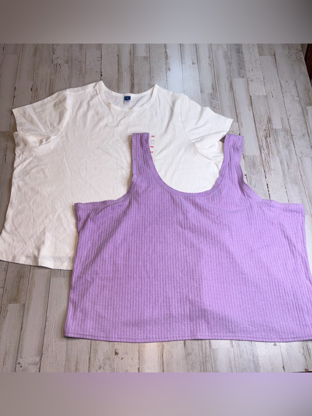 Old Navy Cropped Tops Ribbed Tee + Lavender Ribbed Tank Set Plus Size 4X